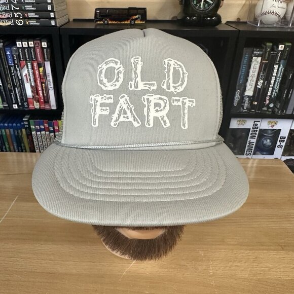 Vintage Old Fart Rope Hat Snapback Mesh Trucker Hat Gray Foam Men’s Adjustable - Picture 1 of 6